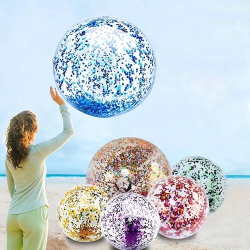 1pc Sequins Beach Ball Halloween Jumbo Pool Toys Balls Glitt