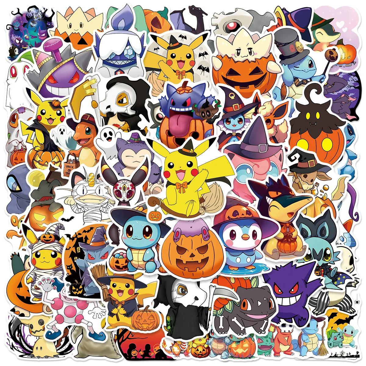50Pcs Kawaii Halloween Pokemon Stickers Pikachu Decals DIY f