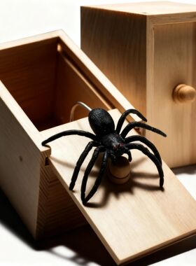 Trick Spider prank Funny Scare Box Wooden Hidden Box Quality