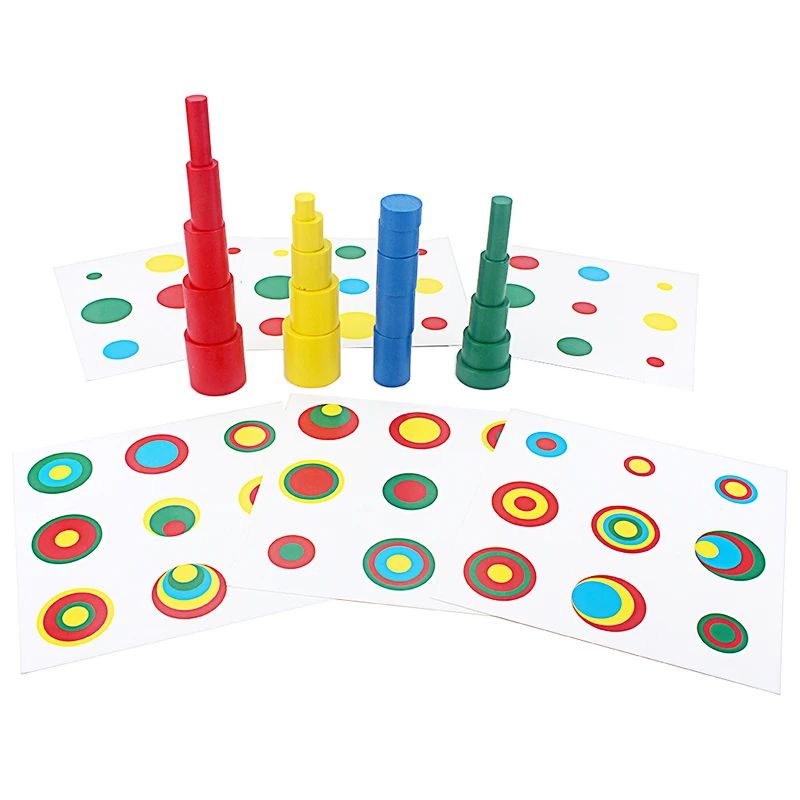 Wooden Toys Montessori 20Pcs Colorful Block Toy with Cards C
