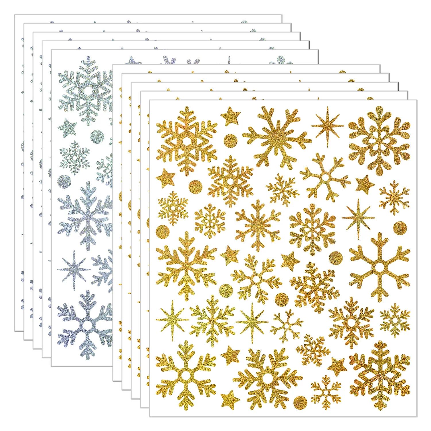 1-10Sheets Glitter Snowflake Electrostatic Wall Sticker Chri