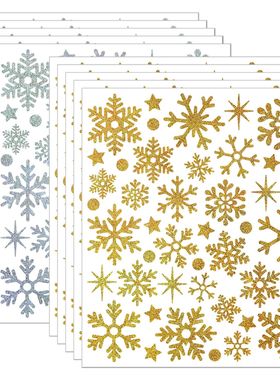 1-10Sheets Glitter Snowflake Electrostatic Wall Sticker Chri