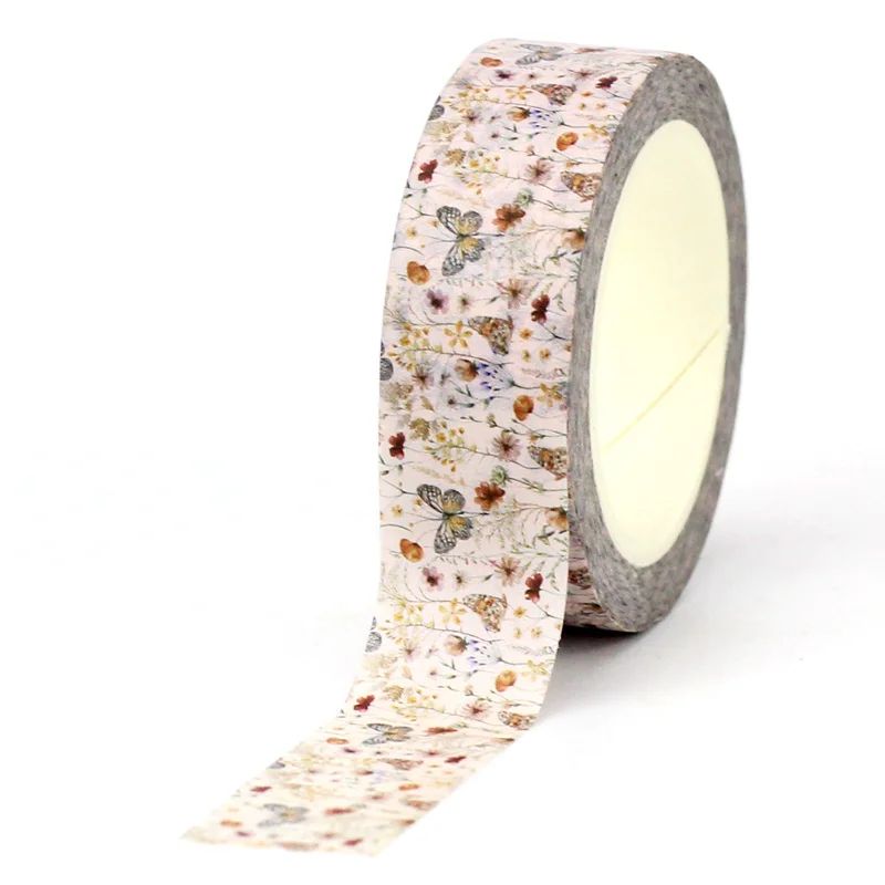 1PC 10M Decorative Vintage Butterflies Floral Leaves Washi T