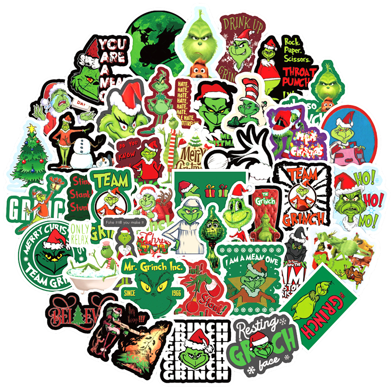 50pcs/pack How the Grinch Stole Christmas Movie Stickers For