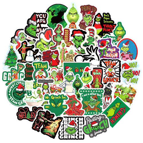 50pcs/pack How the Grinch Stole Christmas Movie Stickers For