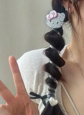 HelloKitty Spiral Hair Tie - Kawaii Pearl Hair Elastic for G