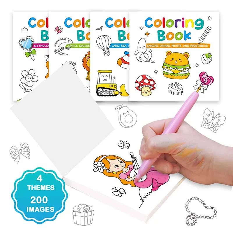 Mini Coloring Book Drawing Toy Kid Animal Food Color Markers图片