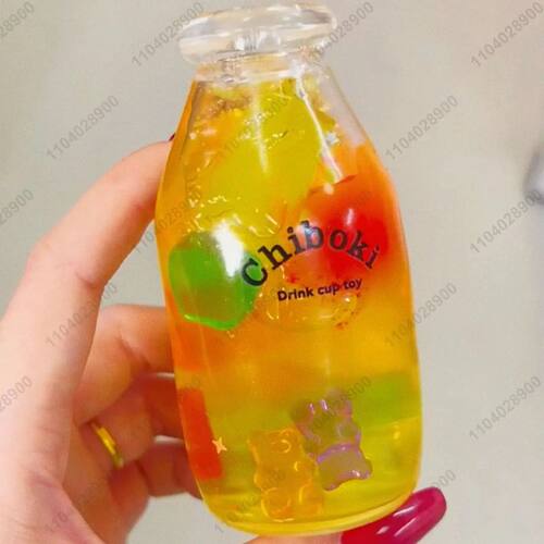 Juice Bottle Stress Ball Water Bottle Fidget Toy Boba Tea Sq