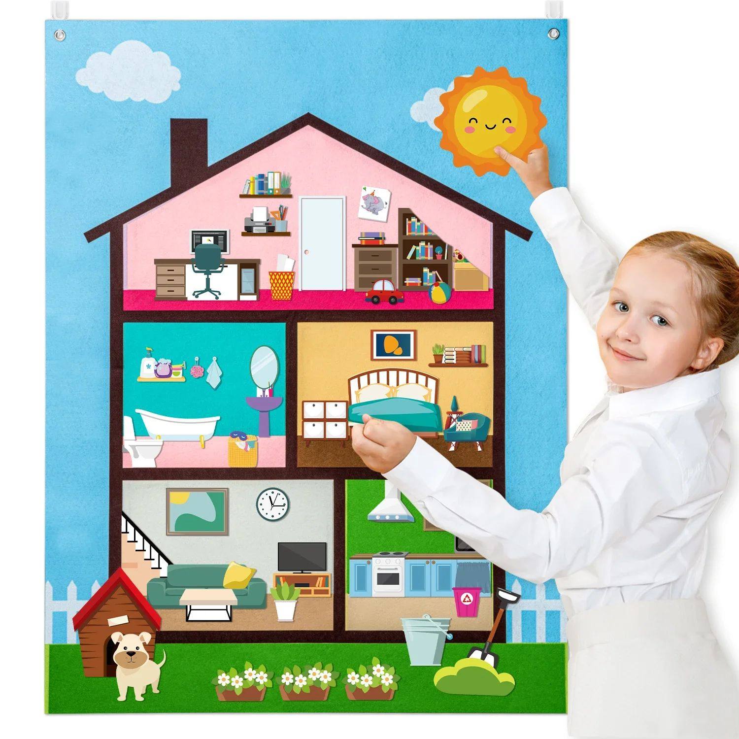 Montessori Build My House Felt Story Board Set Toys Bookshel