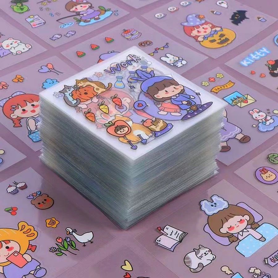 1 box of 100pcs non repeating cartoon stickers Cute Girl DIY