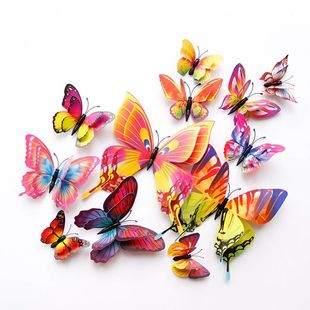 Style 12Pcs Double Layer 3D Butterfly Wall Stickers Home Roo