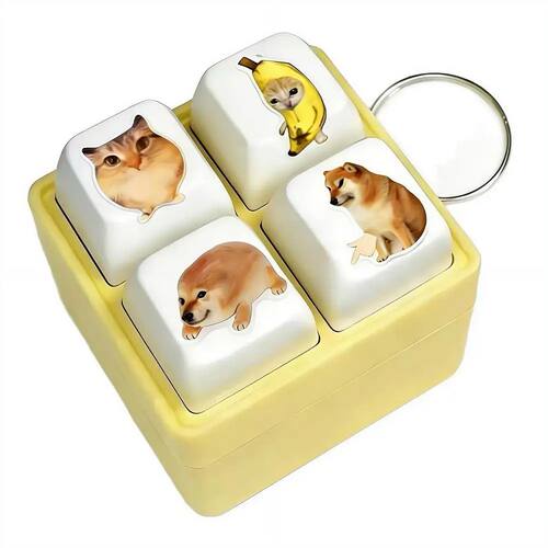 4-Key Voice Button Keyboard Keychain Shiba Inu Cat Meme Voic