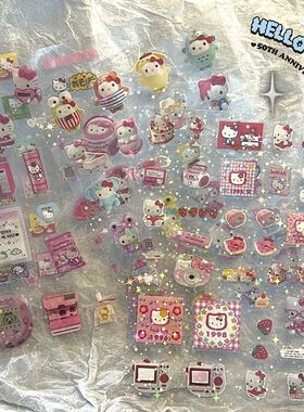 4 Pcs Hello Kitty Sticker Y2K Kitty Cat Kawaii Transparent W