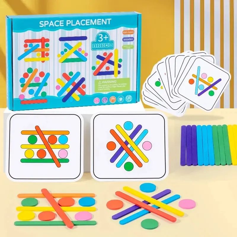 Children's Rainbow Stick Thinking Puzzle Wooden DIY Ice Crea