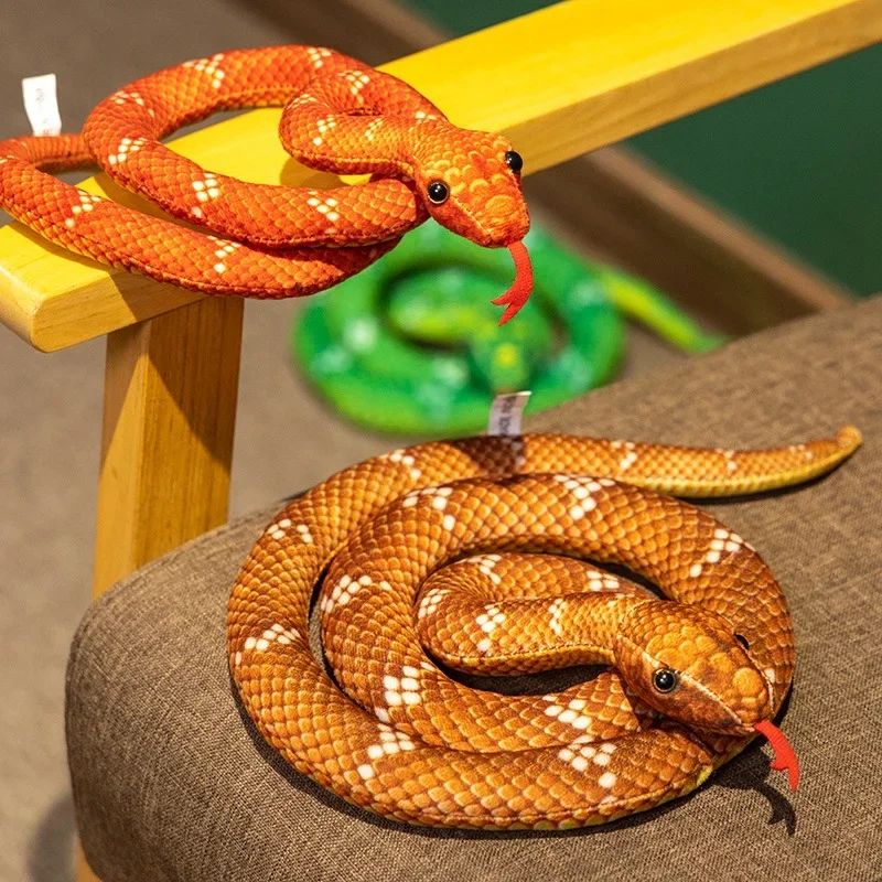 80/110cm Simulation Snake Plush Toy Lifelike Stuffed Green B