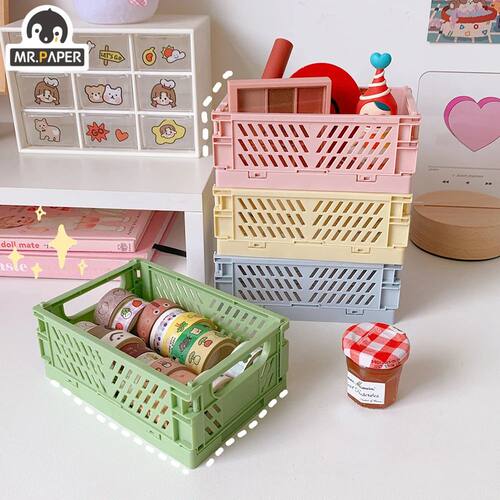 Mr.paper 6 Styles Plastic Stackable Foldable Stationary Hold