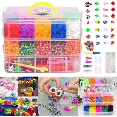 DIY Handmade Rubber Bands Loom Weaving Tool Box Bracelet Kit