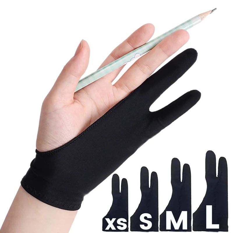 Two Finger Anti-fouling Glove For Artist Drawing Pencil Grap