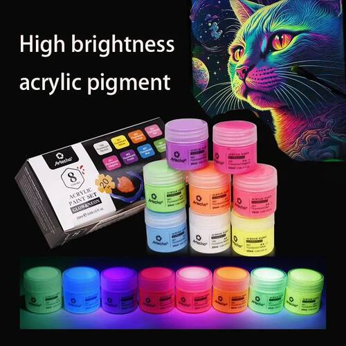 Glow-in-the-dark Pigment 8-color Set 20ml Water-based Paint