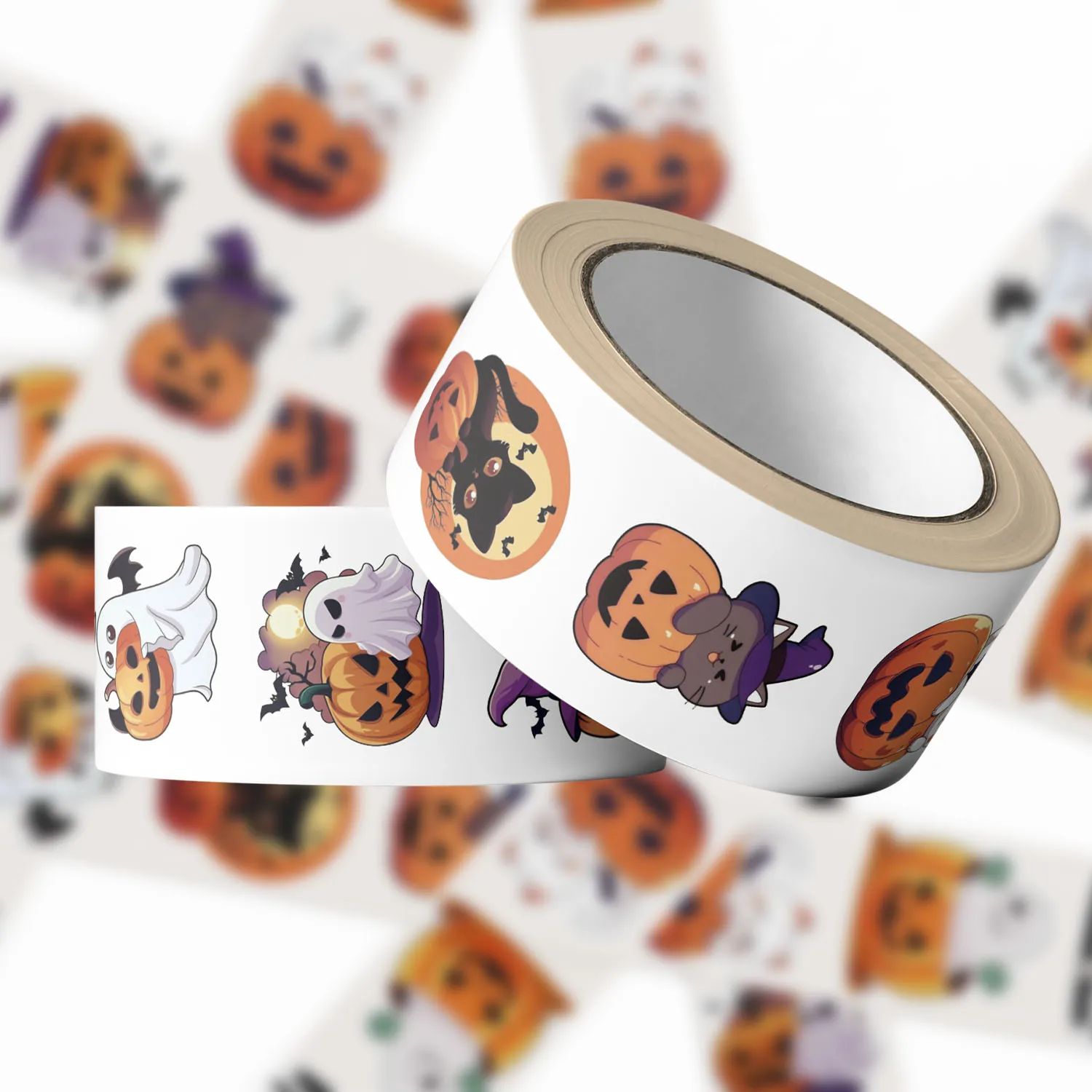 500PCS Cartoon Festival Halloween Cute Ghost Pumpkin Roll St