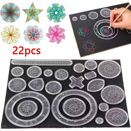22pcs Spirograph Drawing Toys Set Geometric Ruler Mathematic