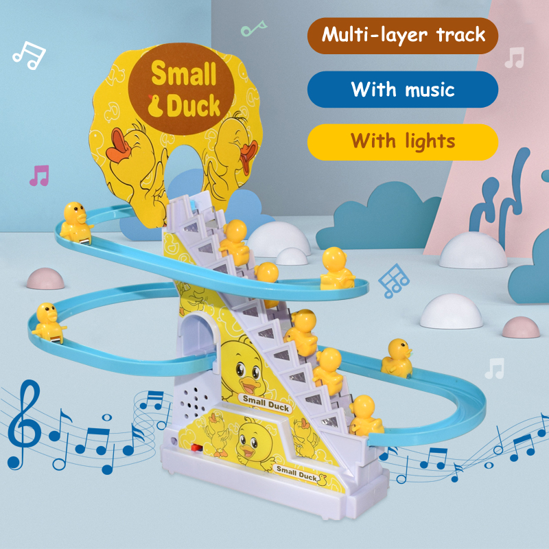 Kid Diy Small Duck Penguin Electronic Climbing Stairs Track