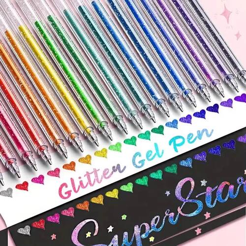 18/12pcs Glitter Gel Pens Set,Quick-Drying Metallic Ink,Fine