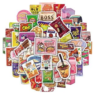 50Pcs Cartoon Snacks Food Graffiti Stickers Waterproof Phone