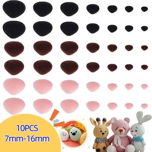 7-16mm 10pcs  Flocking Triangular Safety Plush Toy Nose Soft