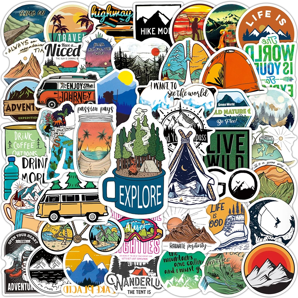 50/100PCS Outdoor Explore Mountain Climbing Stickers Laptop