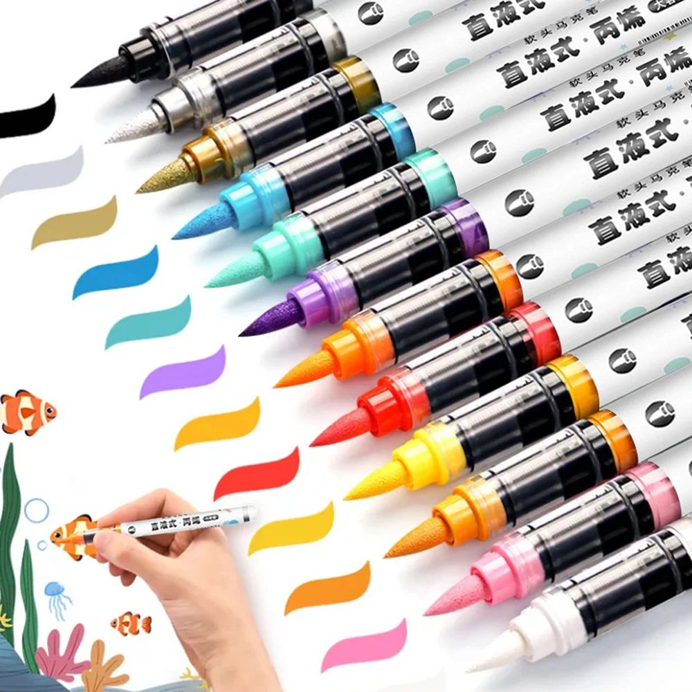 12/24/36/48 Colors Art Acrylic Markers  Permanent Straight L