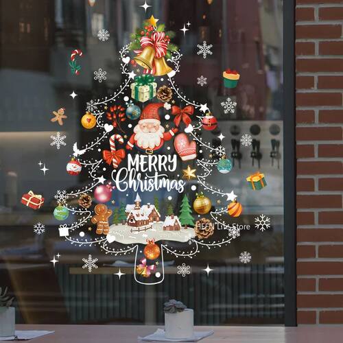2025  Christmas Decoration Window Stickers Santa Christmas e