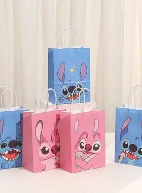 2025 6pcs  Lilo & Stitch Theme Cute Angel Paper Gift Bags Ca
