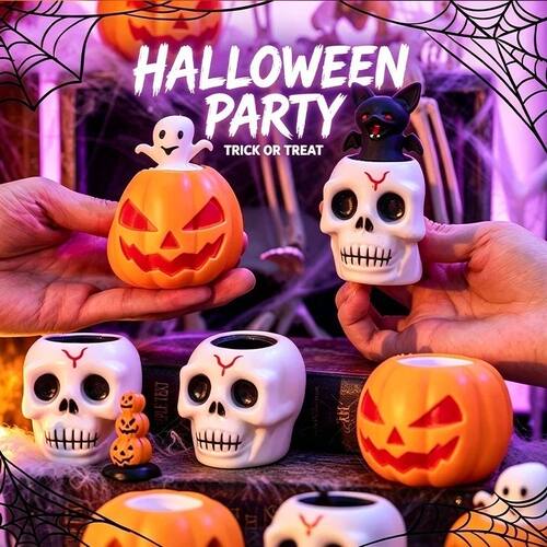 Halloween Stress?Relief Squeeze Pop?Up Toy Pumpkin Skull Ven