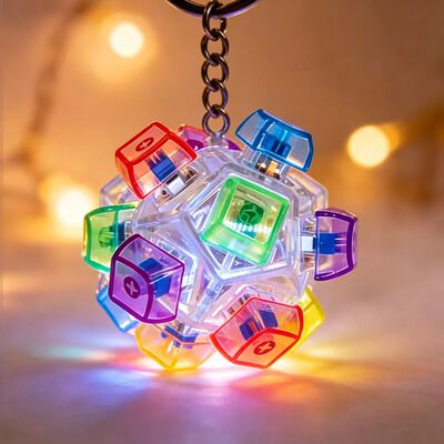 LED Keyboard Keychain Fidget Toy - Clickable Buttons Stress