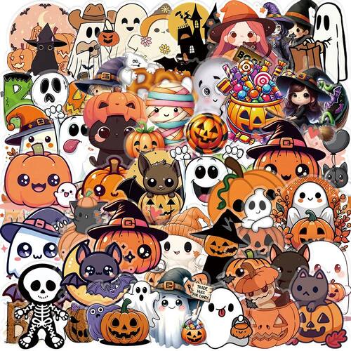 50PCS New Halloween Transparent Stickers - DIY Decor for Pho