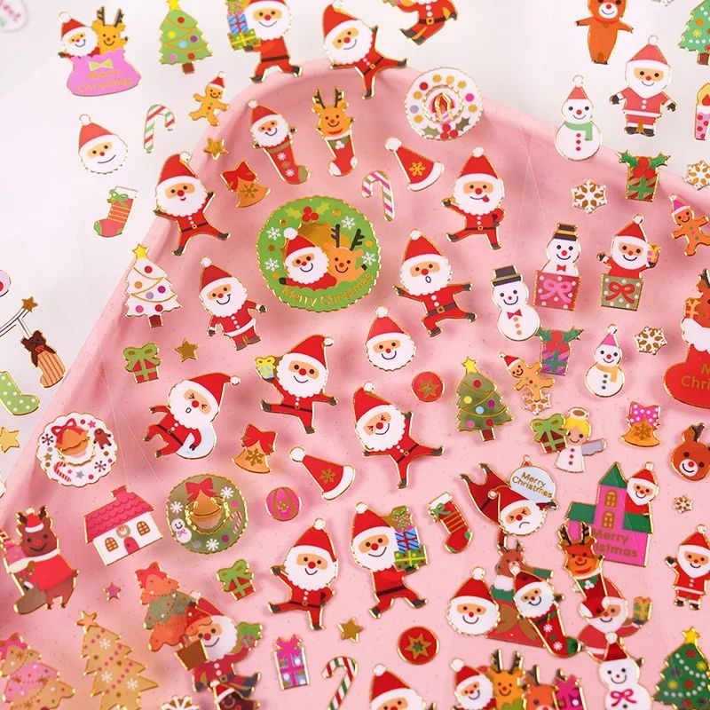 4 pcs Random Merry Christmas Santa Claus Gilding Gold Decora