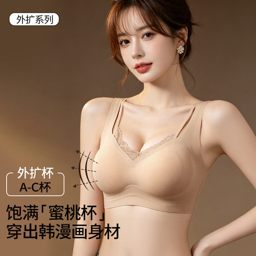1.2CM/3.5CM无痕内衣女聚拢收副乳防下垂蜜桃杯A-C杯文胸外扩系列