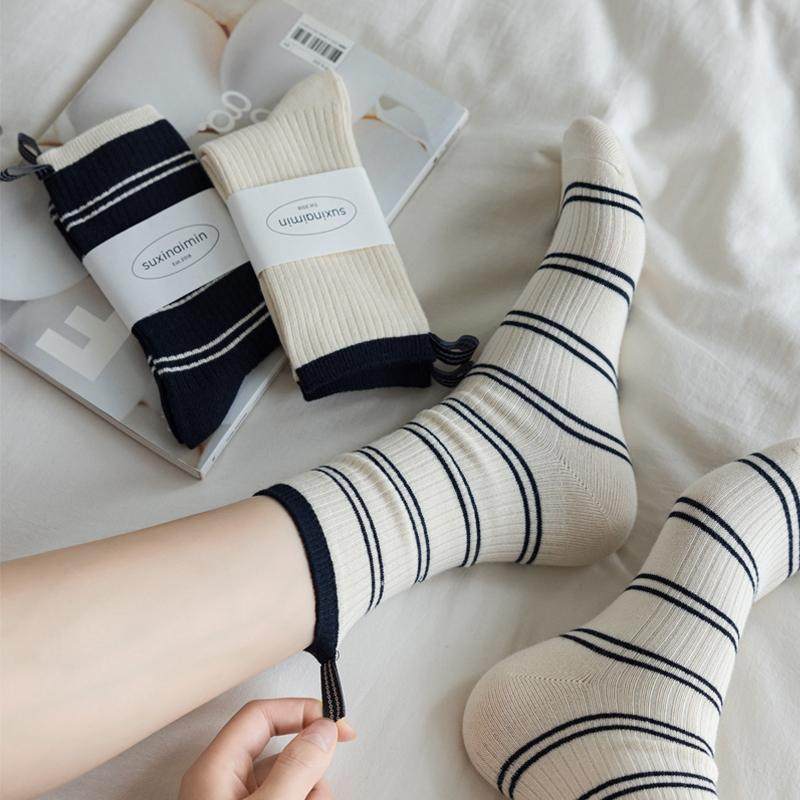 袜子女纯棉春秋冬款条纹运动布标长袜2024新款爆款堆堆袜潮中筒袜,女士内衣/男士内衣/家居服,中筒袜,淘宝优惠券,粉丝福利购,淘宝优惠卷
