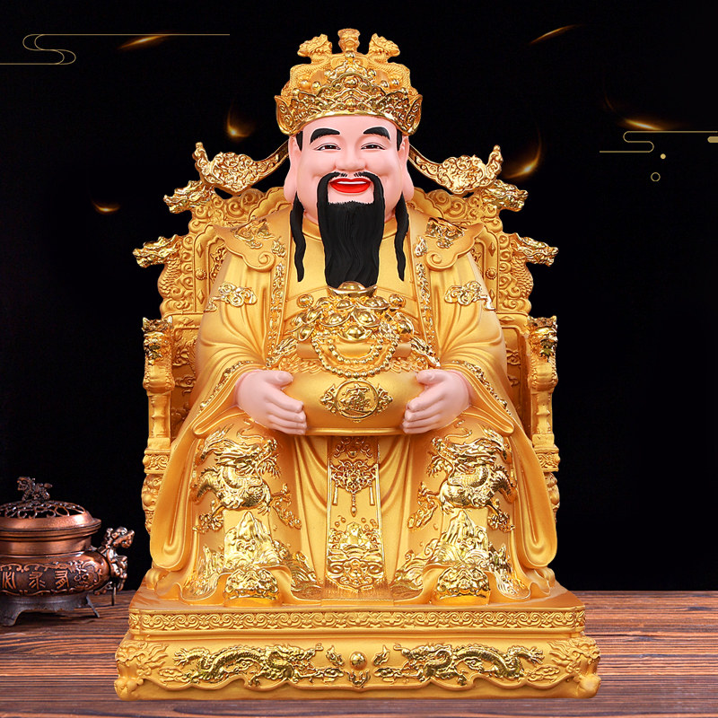 新款龙椅元宝财神爷佛像家用佛堂店铺招财摆件树脂神像文财神范蠡