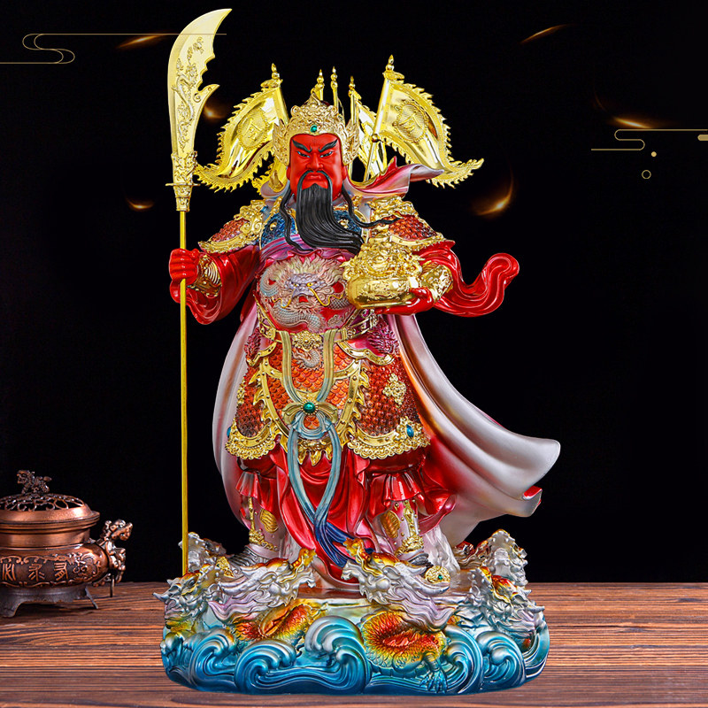新款九龙关公树脂佛像招财摆件武财神关羽关二哥二爷关帝圣君神像
