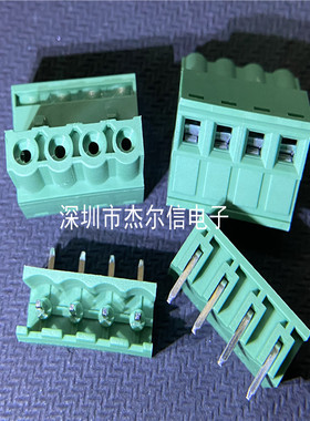 WJ2EDGR-5 5.08MM间距 4PIN 弯针90度绿色整套 全新原装 可直拍