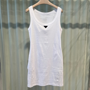 2025春夏新款时尚圆领气质修身显瘦设计感小众无袖背心连衣裙女潮