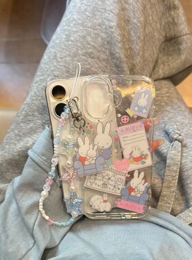 韩系ins细闪可爱便签米菲兔苹果16p/15/14手机壳13软壳透明12少女