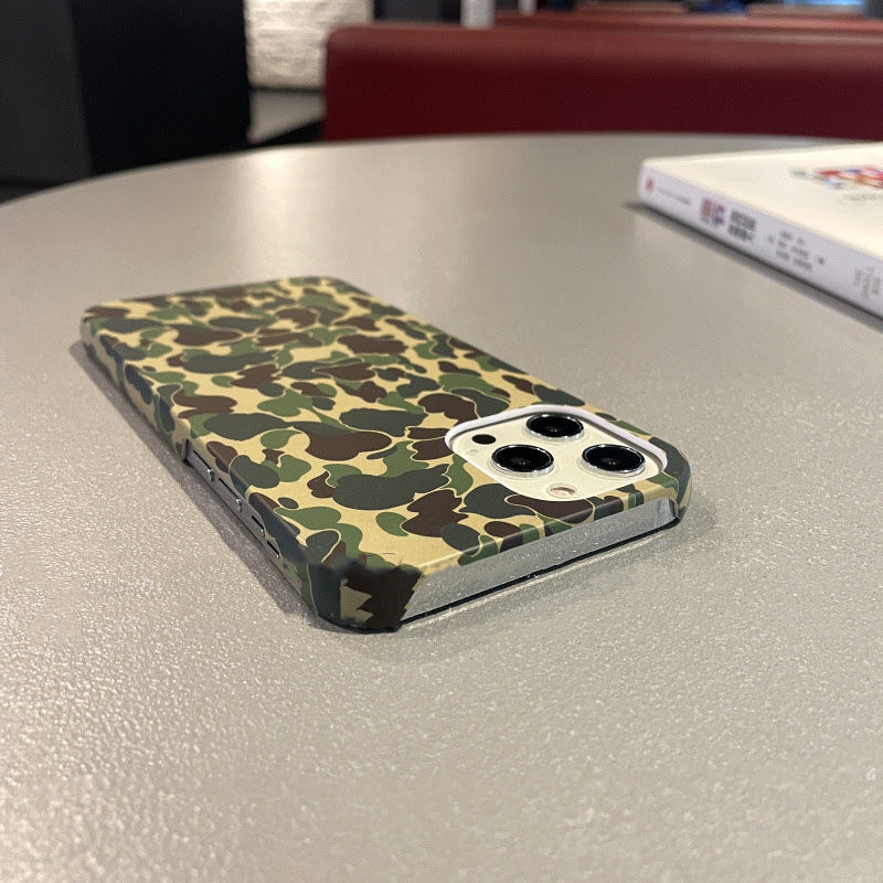 潮牌迷彩绿色iPhone13promax适用苹果11手机壳12r半包14plus硬壳X