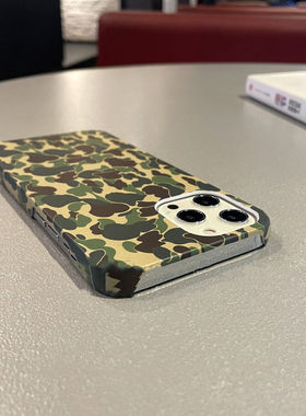 潮牌迷彩绿色iPhone13promax适用苹果11手机壳12r半包14plus硬壳X