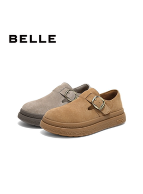 百丽厚底全包勃肯鞋女鞋2025春新款休闲乐福鞋单鞋D4V1  D4V1DAM5