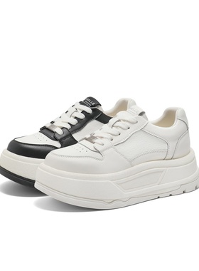 百丽厚底板鞋运动小白鞋女鞋子2025春季新款休闲增高单鞋B2457AM5