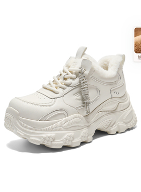 百丽厚底加绒老爹鞋休闲鞋女鞋2026春新款运动单鞋F1K1  F1K1DAM6