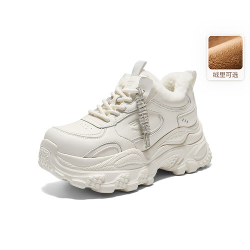 百丽厚底加绒老爹鞋休闲鞋女鞋